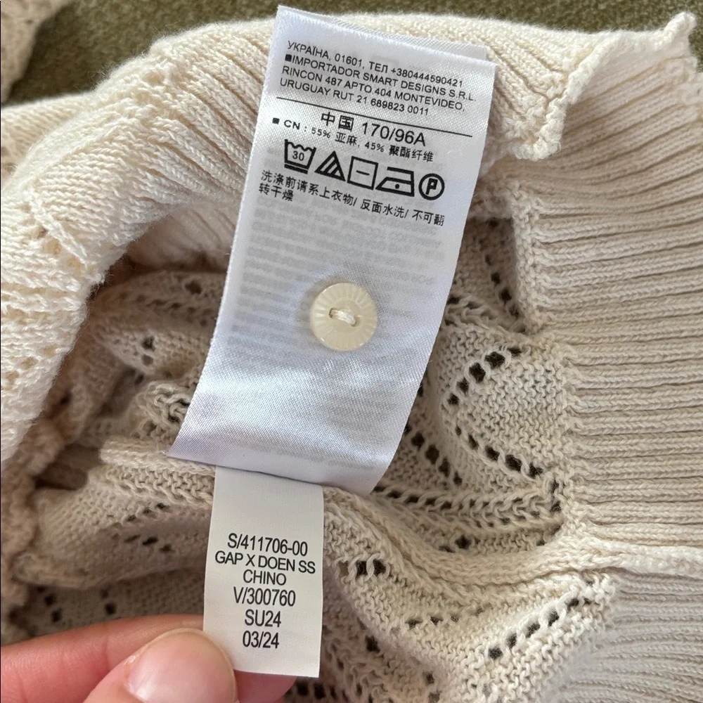 Doen x Gap Linen Blend Pointelle Sweater M - Picture 7 of 8